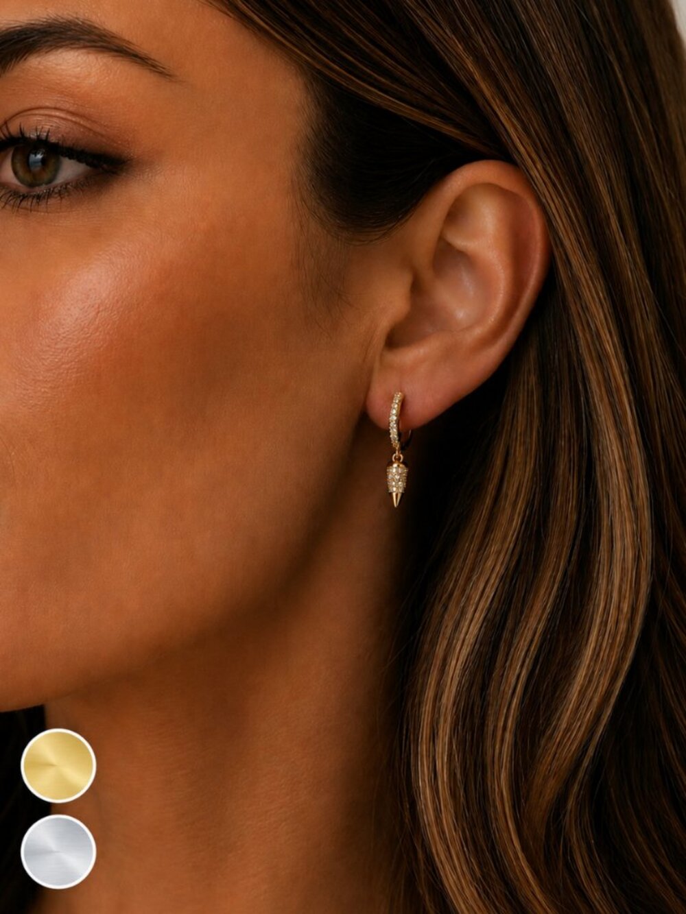 "Eleni" Pavé Stud Huggie Hoops